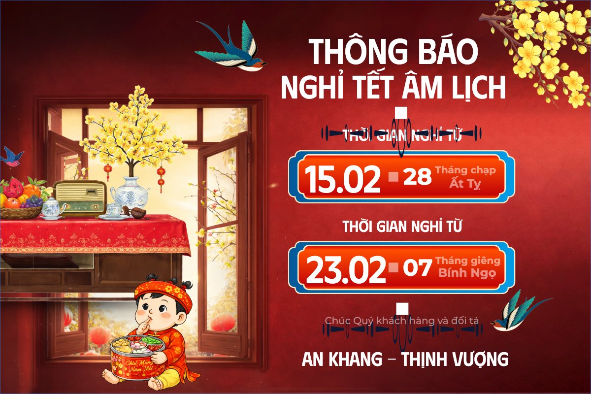 Mẫu Bài post MXH ngang Thông báo nghỉ tết âm lịch — LayerPic