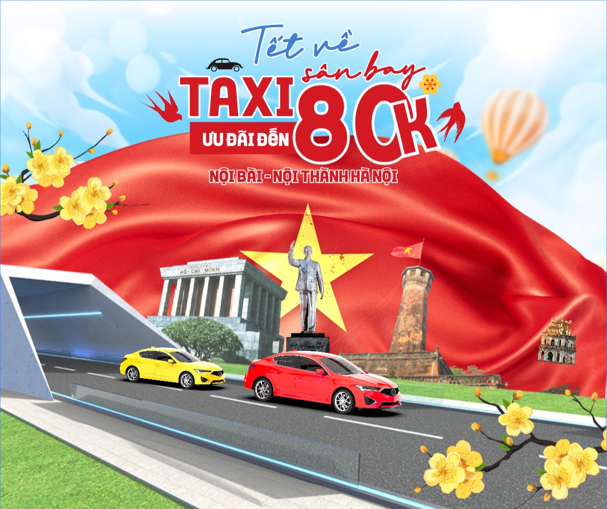 Mẫu Bài post MXH ngang Tết về taxi sân bay ưu đãi đến 80k — LayerPic