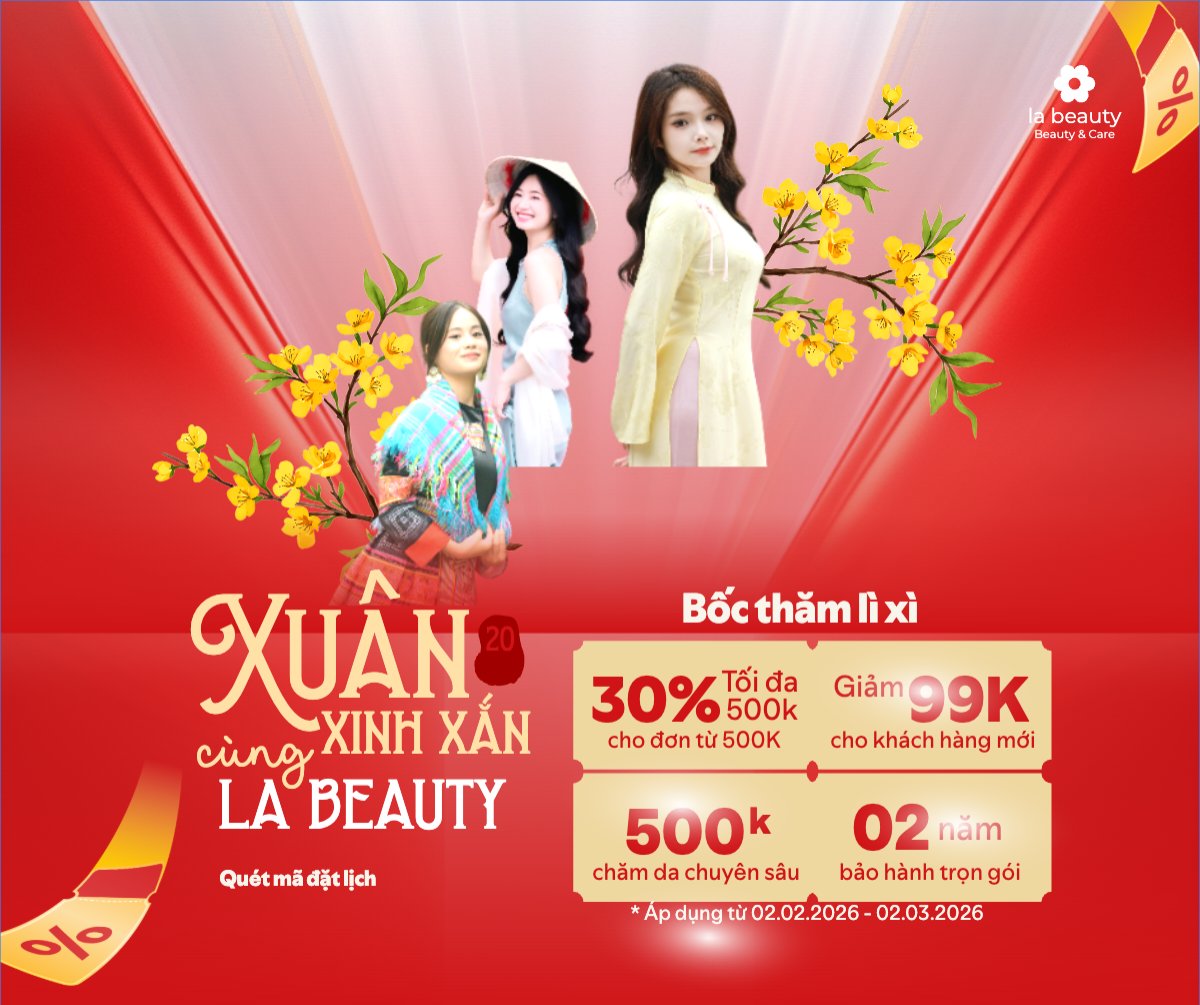 Mẫu Bài post MXH ngang Xuân xinh xắn cùng La Beauty — LayerPic
