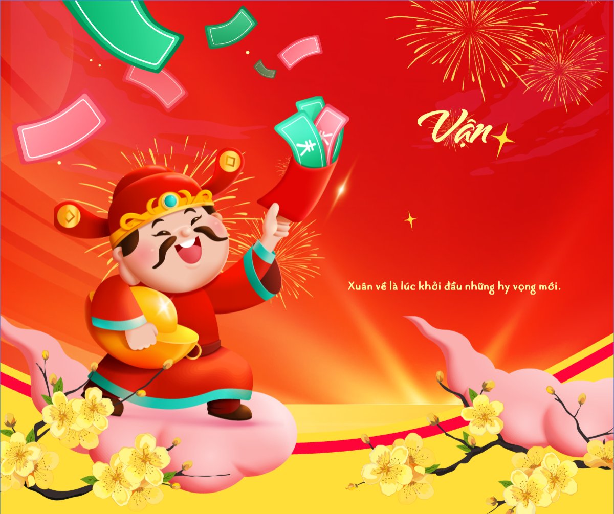 Mẫu Bài post MXH ngang Vận xuân khởi sắc — LayerPic