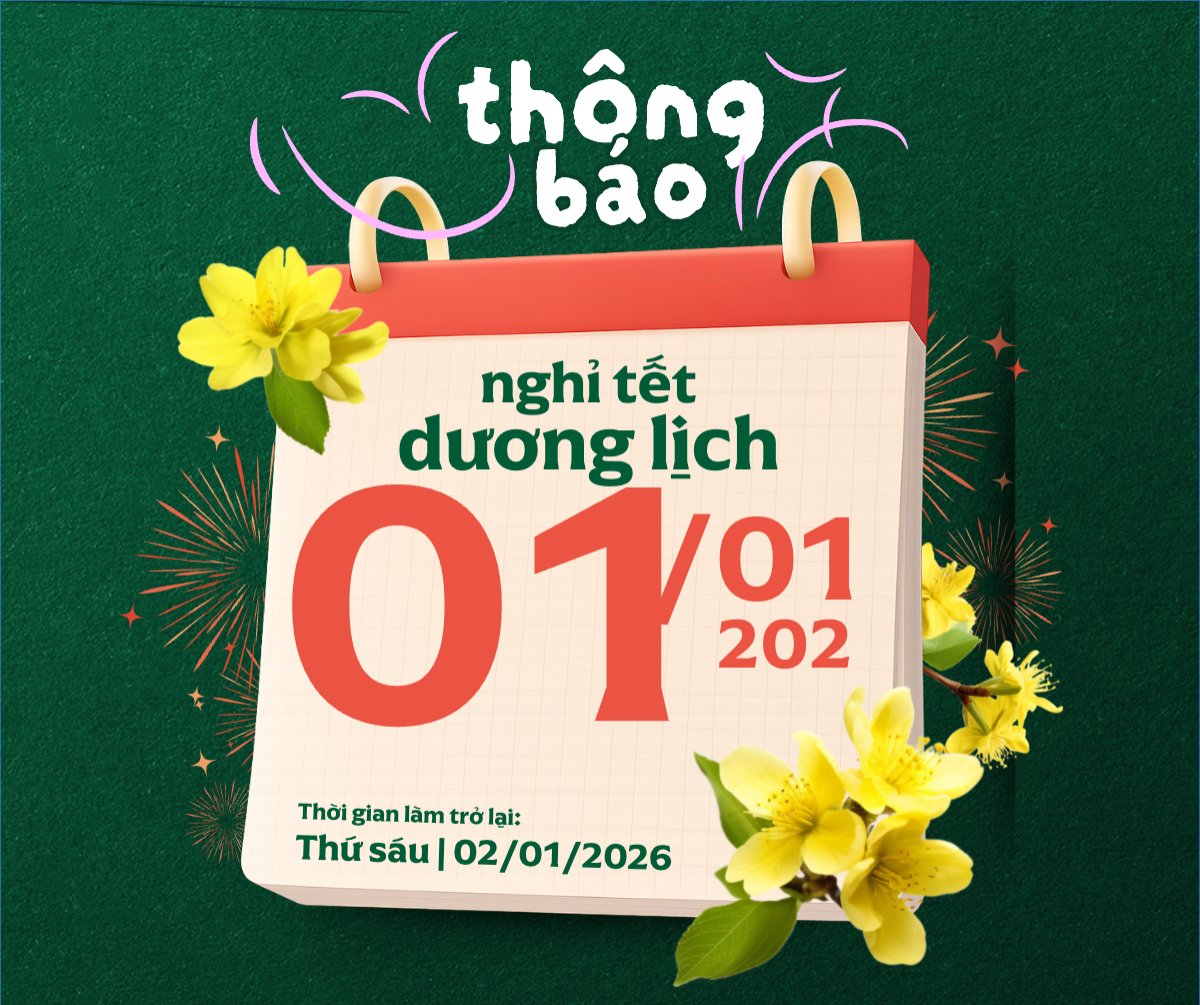Mẫu Bài post MXH ngang Thông báo nghỉ tết dương lịch — LayerPic