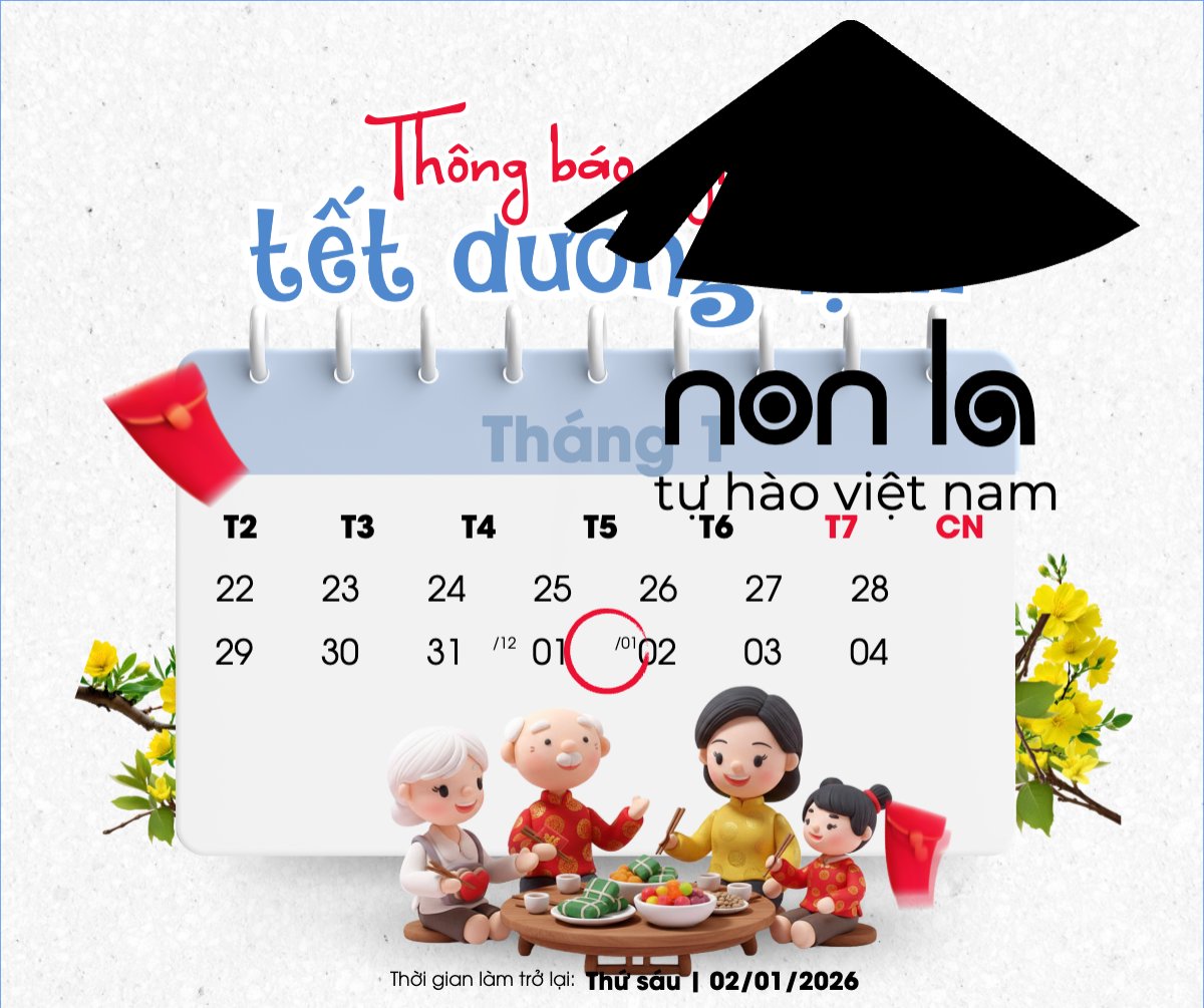 Mẫu Bài post MXH ngang Thông báo nghỉ tết dương lịch — LayerPic