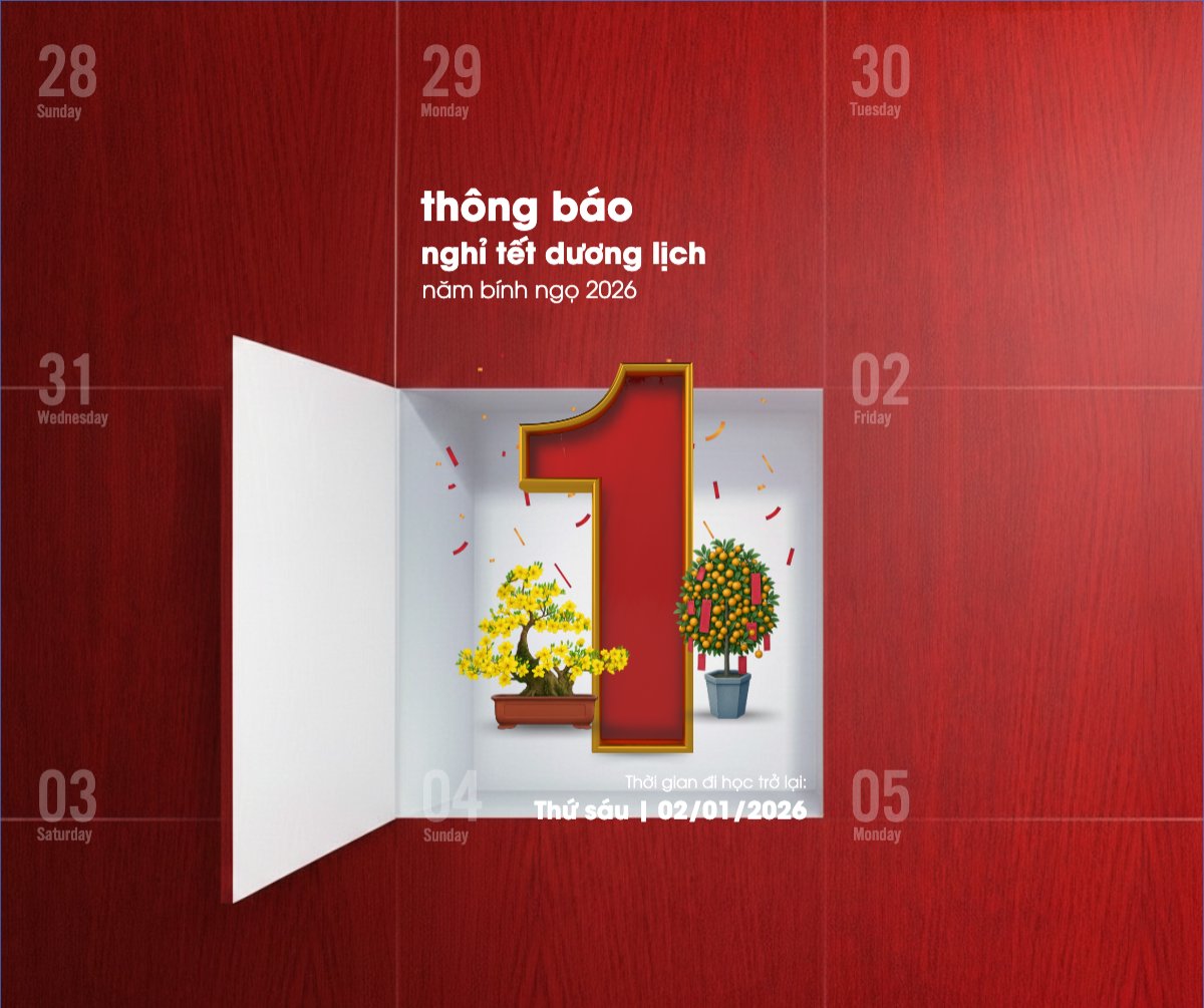 Mẫu Bài post MXH ngang Thông báo nghỉ tết dương lịch — LayerPic