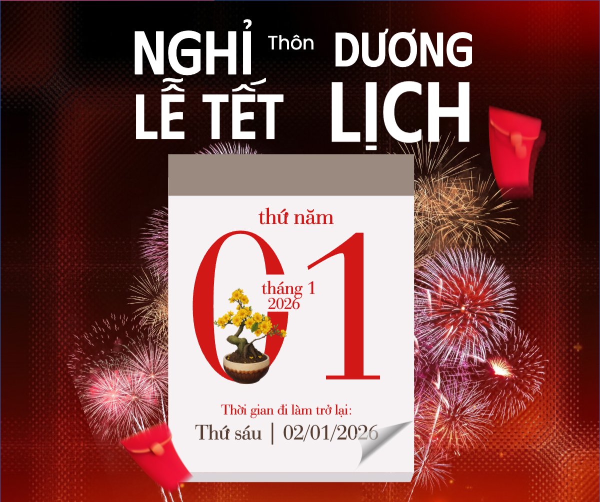 Mẫu Bài post MXH ngang Thông báo nghỉ tết dương lịch — LayerPic