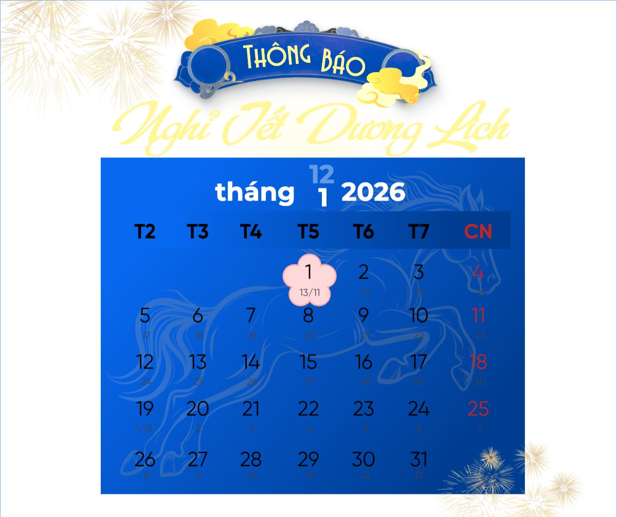 Thông báo nghỉ tết dương lịch