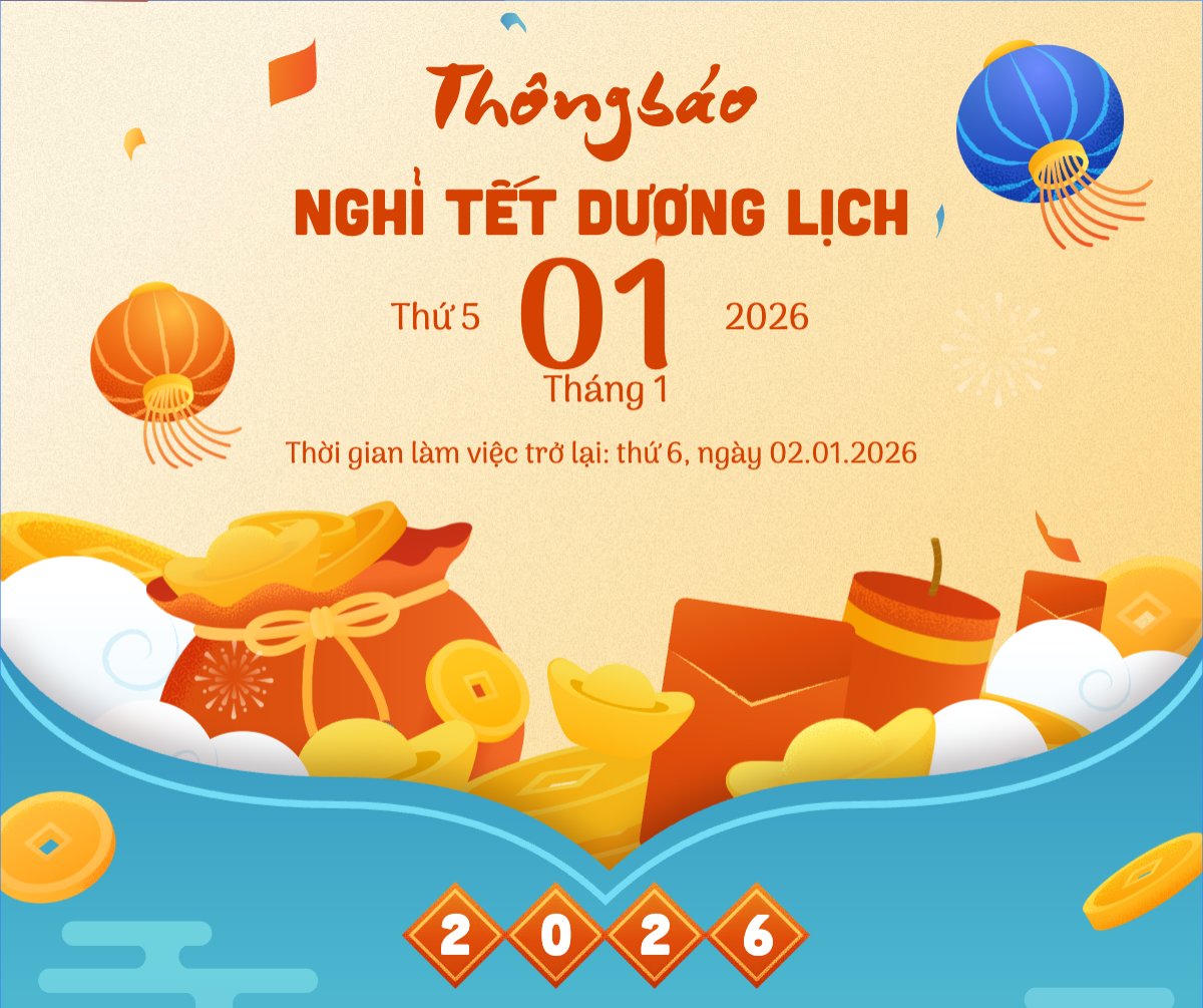 Mẫu Bài post MXH ngang Thông báo lịch nghỉ Tết dương lịch 2026 — LayerPic