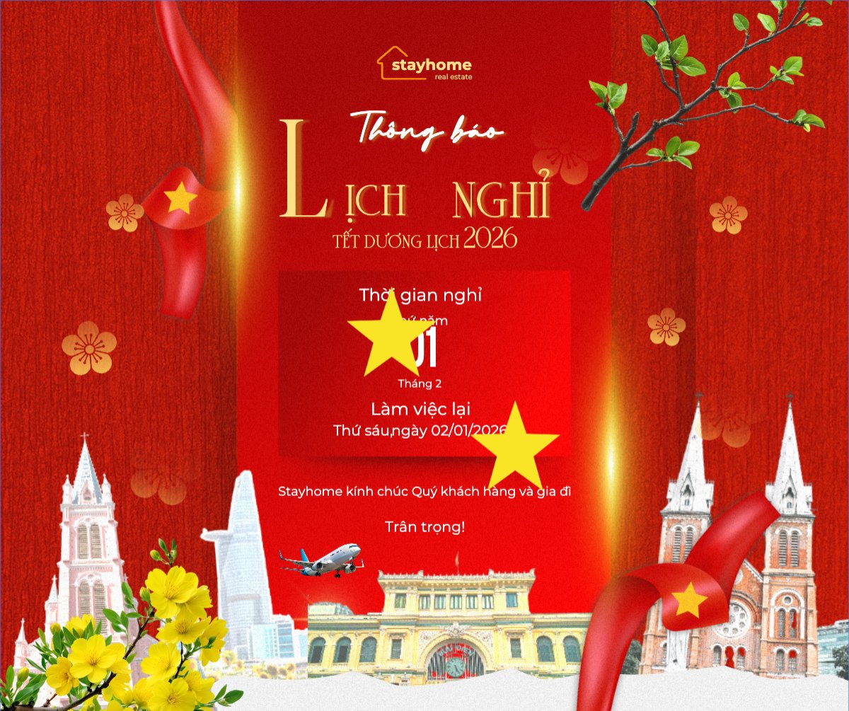 Mẫu Bài post MXH ngang Thông báo lịch nghỉ Tết dương lịch 2026 — LayerPic