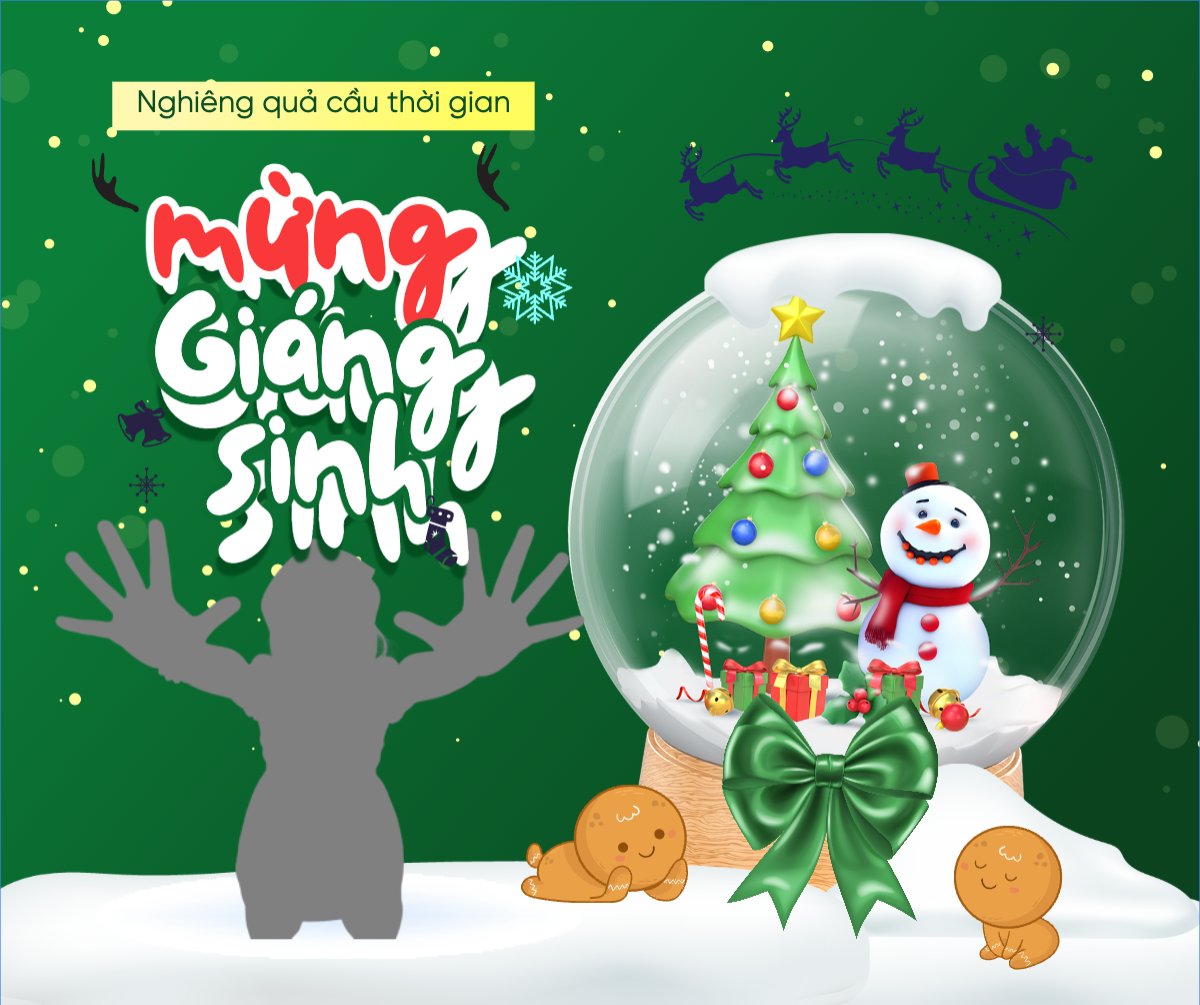 Mẫu Bài post MXH ngang Nghiêng quả cầu thời gian mừng giáng sinh — LayerPic