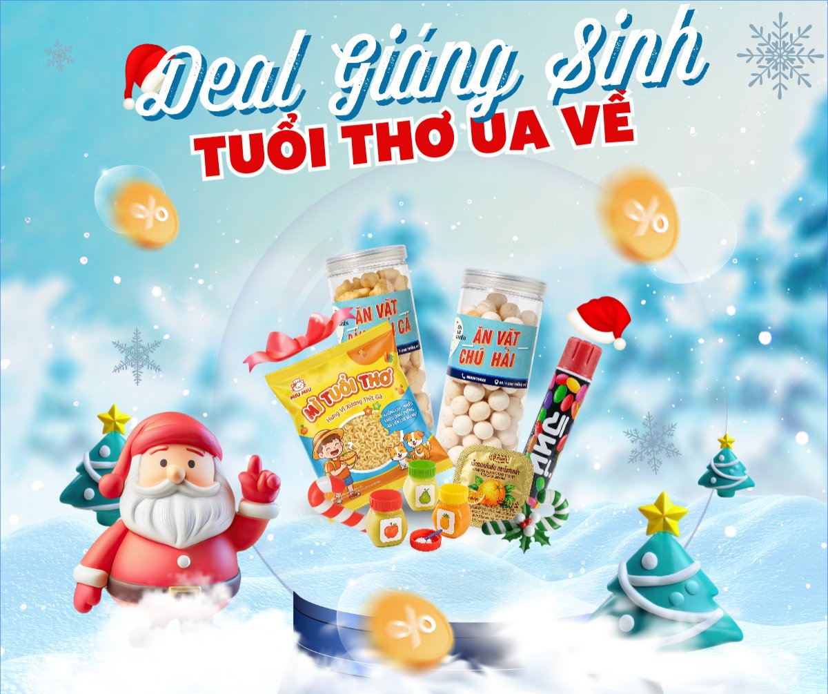 Mẫu Bài post MXH ngang Deal giáng sinh tuổi thơ ùa về — LayerPic