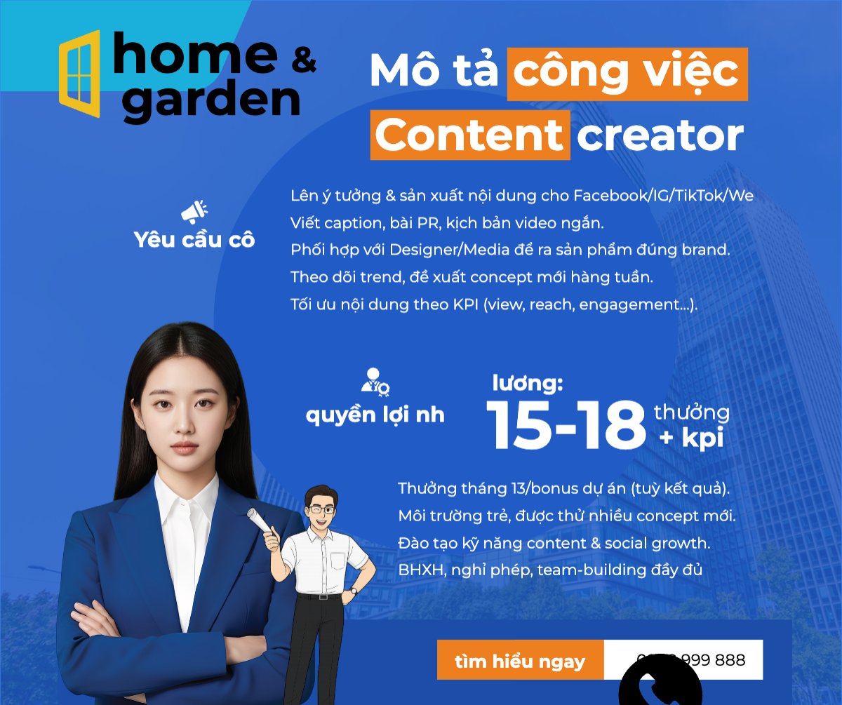 Mẫu Bài post MXH ngang Tuyển dụng content creator — LayerPic