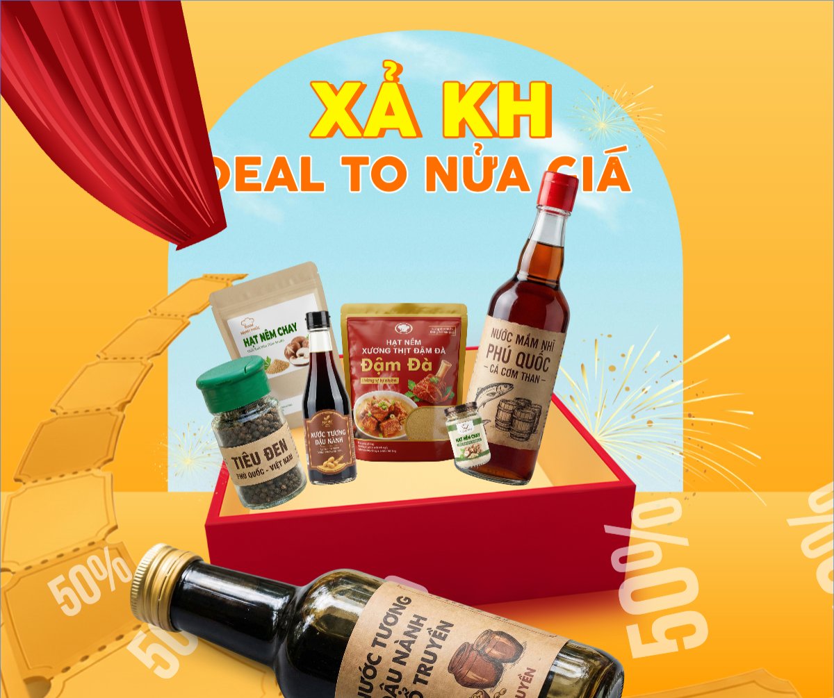 Mẫu Bài post MXH ngang Xả kho deal to nửa giá — LayerPic