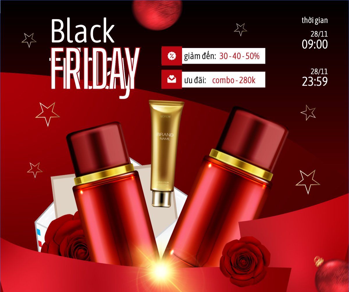 Mẫu Bài post MXH ngang Blackfriday giảm giá mỹ phẩm — LayerPic