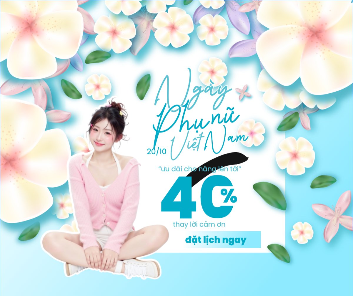 Mẫu Bài post MXH ngang 20/10, Ngày phụ nữ Việt Nam, Vietnamese Women's Day, phụ nữ, sự kiện, event, làm đẹp, beauty, thẩm mỹ, modern, hiện đại — LayerPic