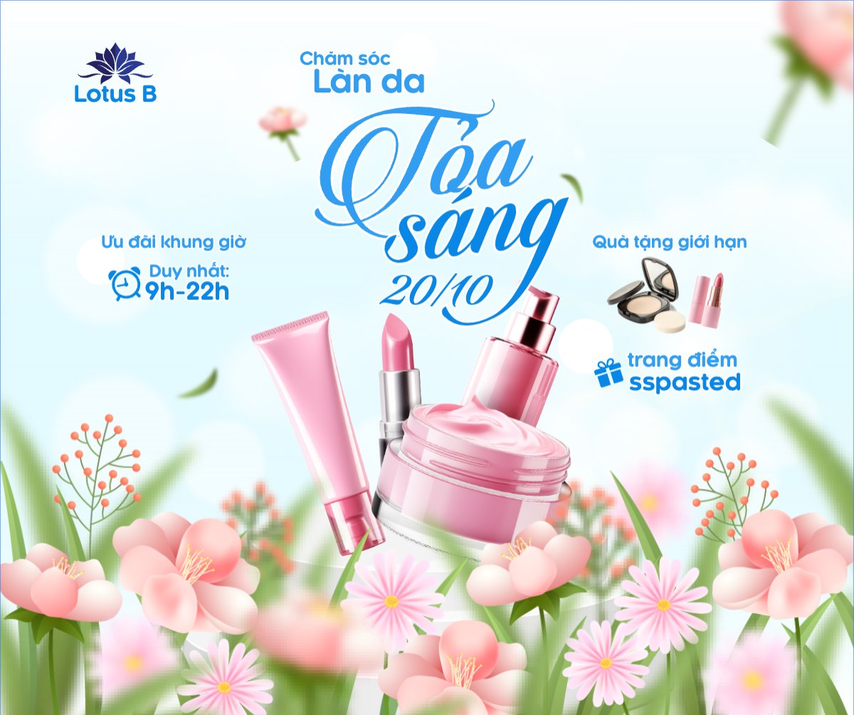 Mẫu Bài post MXH ngang 20/10, Ngày phụ nữ Việt Nam, Vietnamese Women's Day, phụ nữ, sự kiện, event, làm đẹp, beauty, thẩm mỹ, modern, hiện đại — LayerPic