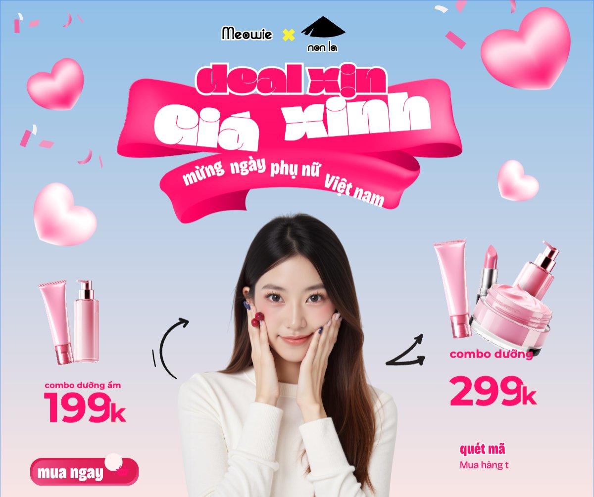Mẫu Bài post MXH ngang 20/10, Ngày phụ nữ Việt Nam, Vietnamese Women's Day, phụ nữ, sự kiện, event, dễ thương, cute, chibi, hoạt hình, cartoon — LayerPic