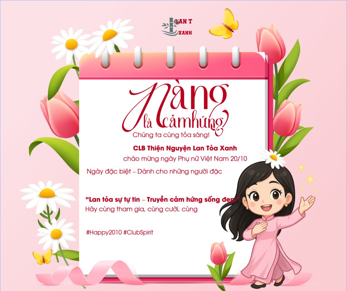Mẫu Bài post MXH ngang 20/10, Ngày phụ nữ Việt Nam, Vietnamese Women's Day, phụ nữ, sự kiện, event, dễ thương, cute, chibi, hoạt hình, cartoon — LayerPic