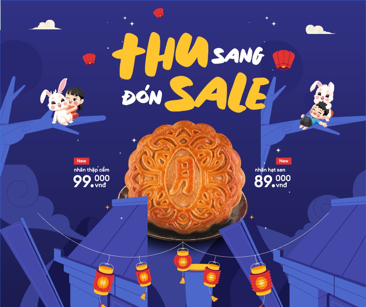 Mẫu Bài post MXH ngang Trung thu, Tết Đoàn Viên, mid-autumn festival, sự kiện, event, lễ hội, festival, ẩm thực, food, bánh trung thu, cute, dễ thương — LayerPic