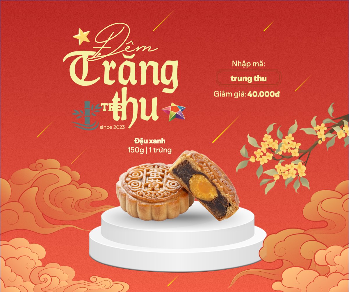 Mẫu Bài post MXH ngang Trung thu, Tết Đoàn Viên, mid-autumn festival, sự kiện, event, lễ hội, festival, ẩm thực, food, bánh trung thu, cute, dễ thương — LayerPic