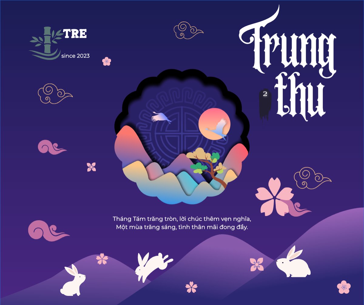 Mẫu Bài post MXH ngang Trung thu, Tết Đoàn Viên, mid-autumn festival, sự kiện, event, dễ thương, cute, hiện đại, modern — LayerPic
