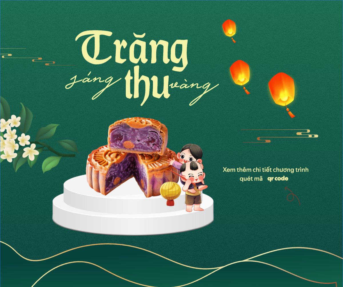 Mẫu Bài post MXH ngang Trung thu, Tết Đoàn Viên, mid-autumn festival, sự kiện, event, lễ hội, festival, ẩm thực, food, bánh trung thu, cute, dễ thương — LayerPic