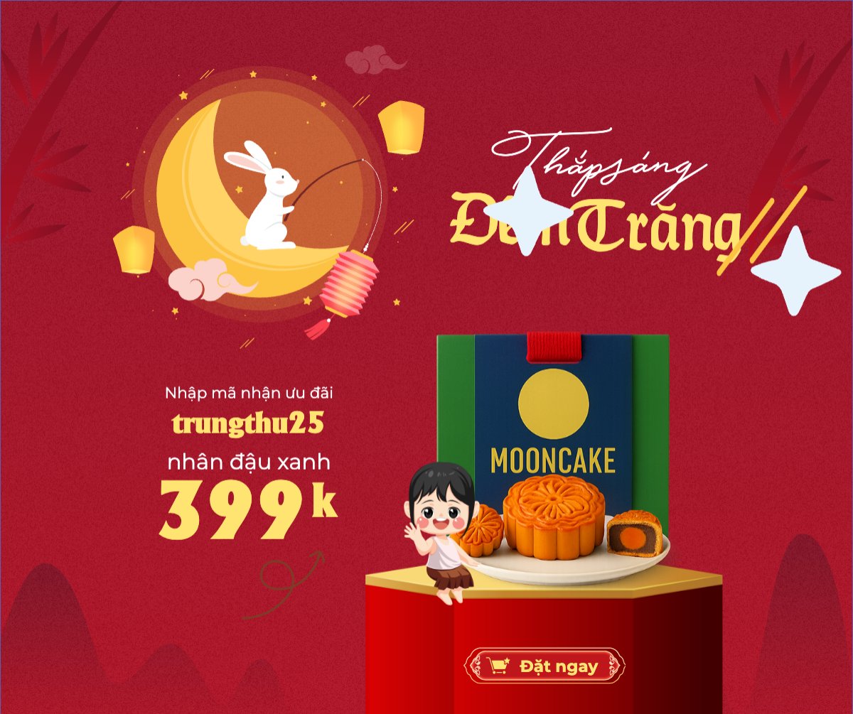 Mẫu Bài post MXH ngang Trung thu, Tết Đoàn Viên, mid-autumn festival, sự kiện, event, lễ hội, festival, ẩm thực, food, bánh trung thu, cute, dễ thương — LayerPic