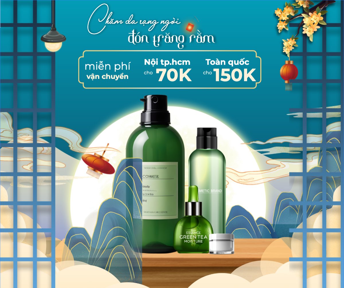 Mẫu Bài post MXH ngang Trung thu, Tết Đoàn Viên, mid-autumn festival, sự kiện, event, mỹ phẩm, beauty, làm đẹp, hiện đại, modern, đơn giản — LayerPic
