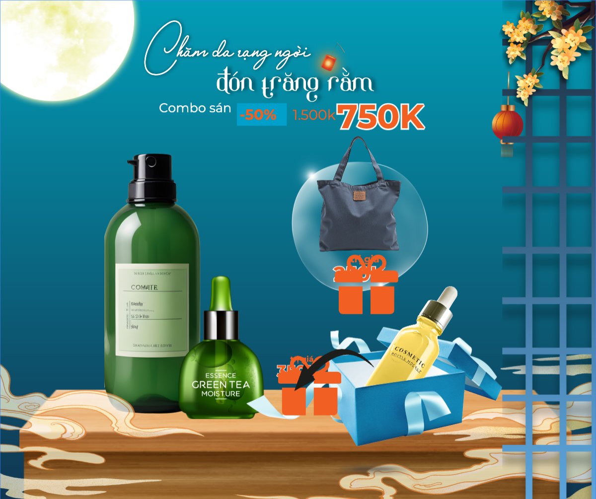 Mẫu Bài post MXH ngang Trung thu, Tết Đoàn Viên, mid-autumn festival, sự kiện, event, mỹ phẩm, beauty, làm đẹp, hiện đại, modern, đơn giản — LayerPic