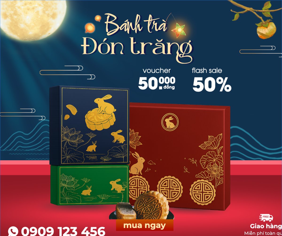 Mẫu Bài post MXH ngang Trung thu, Tết Đoàn Viên, mid-autumn festival, sự kiện, ẩm thực, food, event, hiện đại, modern, đơn giản — LayerPic