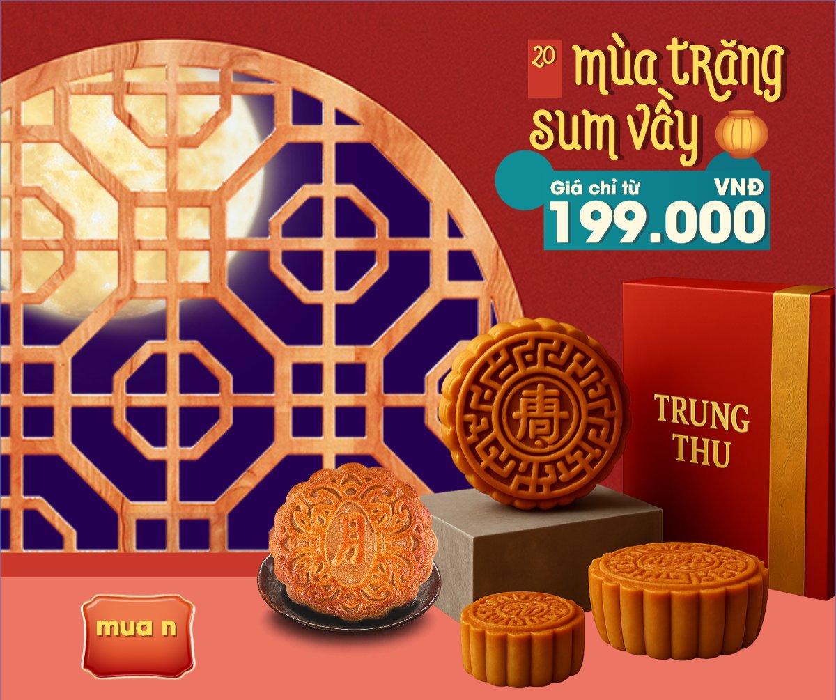 Mẫu Bài post MXH ngang Trung thu, Tết Đoàn Viên, mid-autumn festival, sự kiện, ẩm thực, food, event, hiện đại, modern, đơn giản — LayerPic