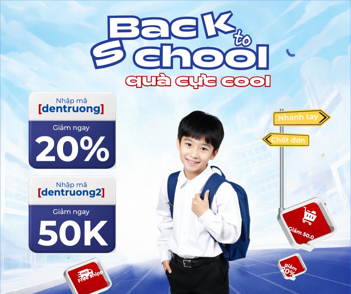 Mẫu Bài post MXH ngang Tựu trường, đến trường, nhập học, giáo dục, education, school, trường học, dễ thương, cute, chibi, hoạt hình, cartoon — LayerPic