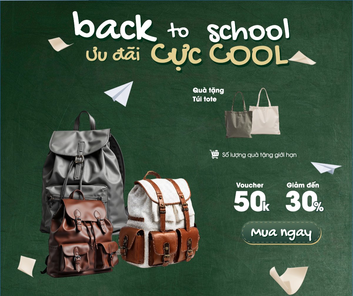 Mẫu Bài post MXH ngang Tựu trường, đến trường, nhập học, giáo dục, education, school, trường học, túi, bag, balo, hiện đại, modern — LayerPic