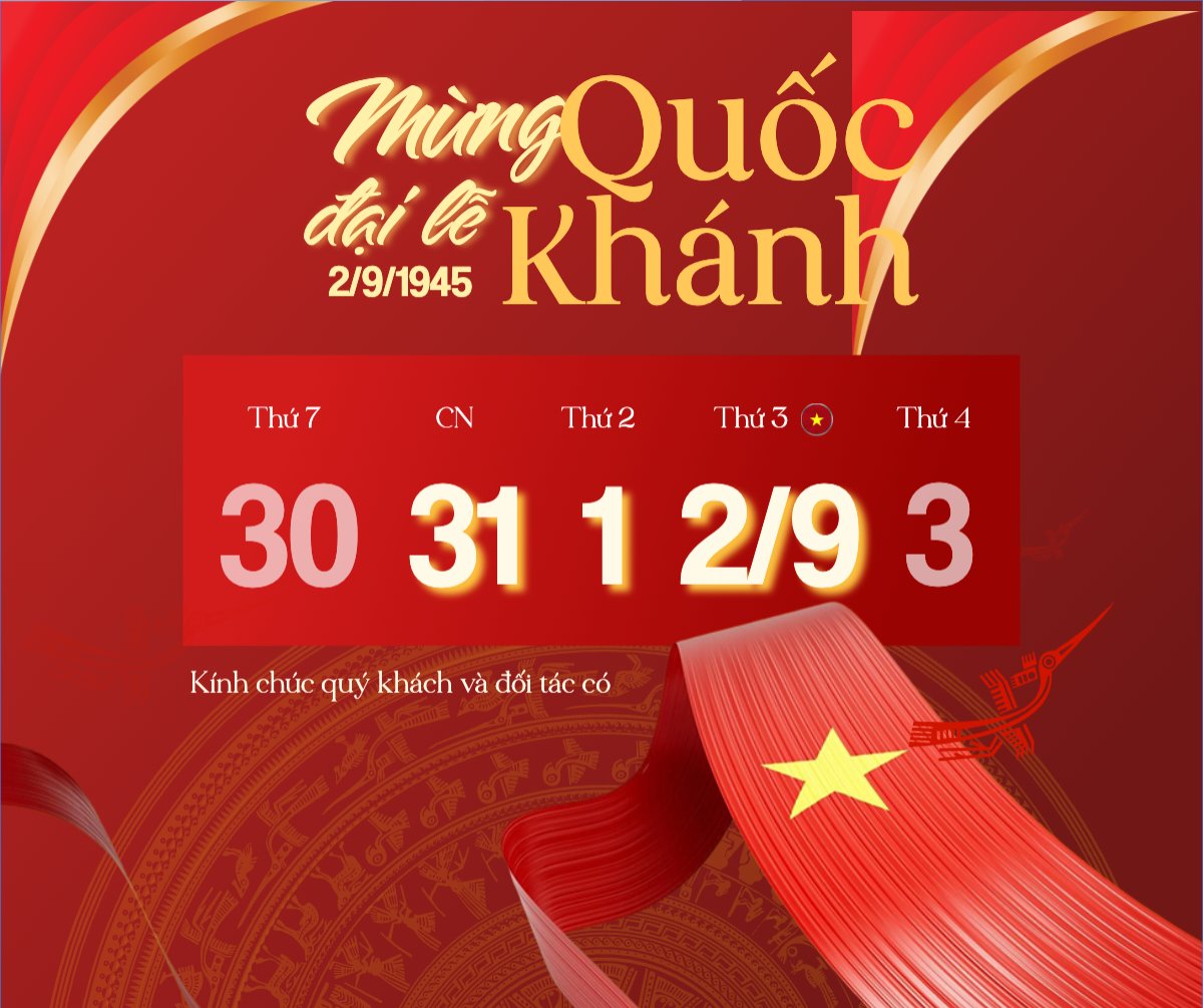 Mẫu Bài post MXH ngang 2/9, Quốc Khánh, lễ hội, thông báo, lịch nghỉ, Việt Nam, sự kiện, event, hiện đại, modern — LayerPic
