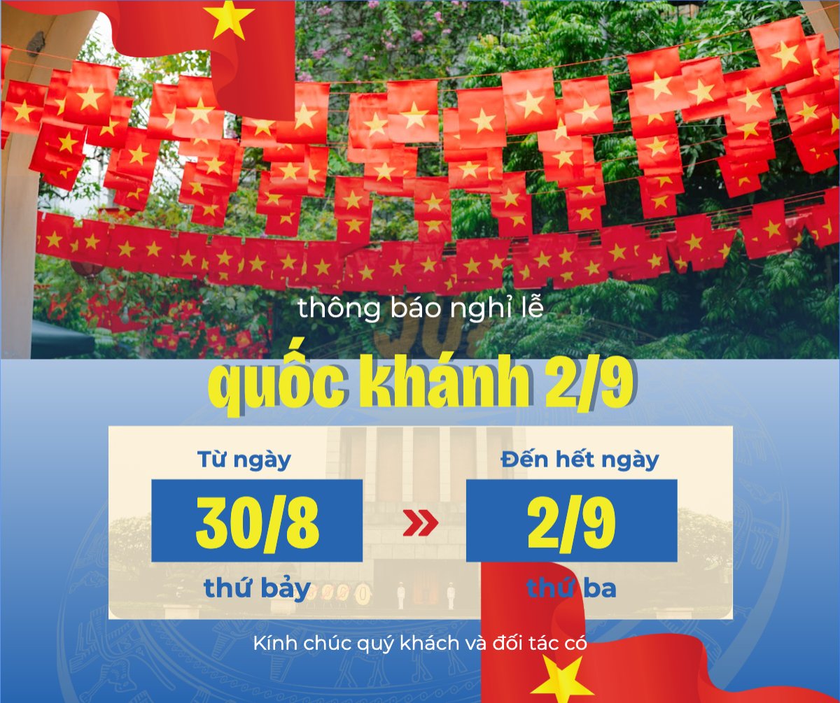 Mẫu Bài post MXH ngang 2/9, Quốc Khánh, lễ hội, thông báo, lịch nghỉ, Việt Nam, sự kiện, event, hiện đại, modern — LayerPic