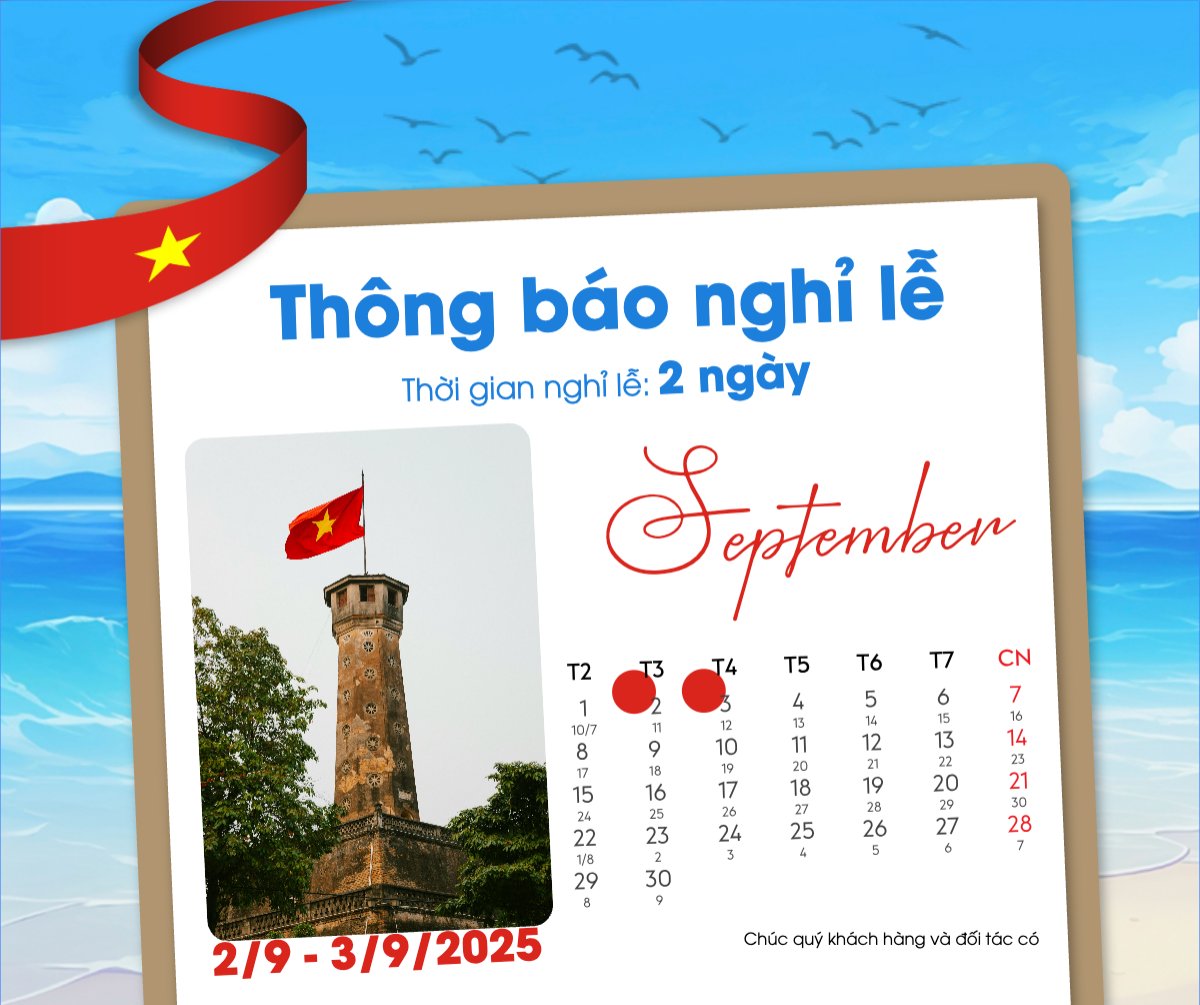 Mẫu Bài post MXH ngang 2/9, Quốc Khánh, lễ hội, thông báo, lịch nghỉ, Việt Nam, sự kiện, event, hiện đại, modern — LayerPic