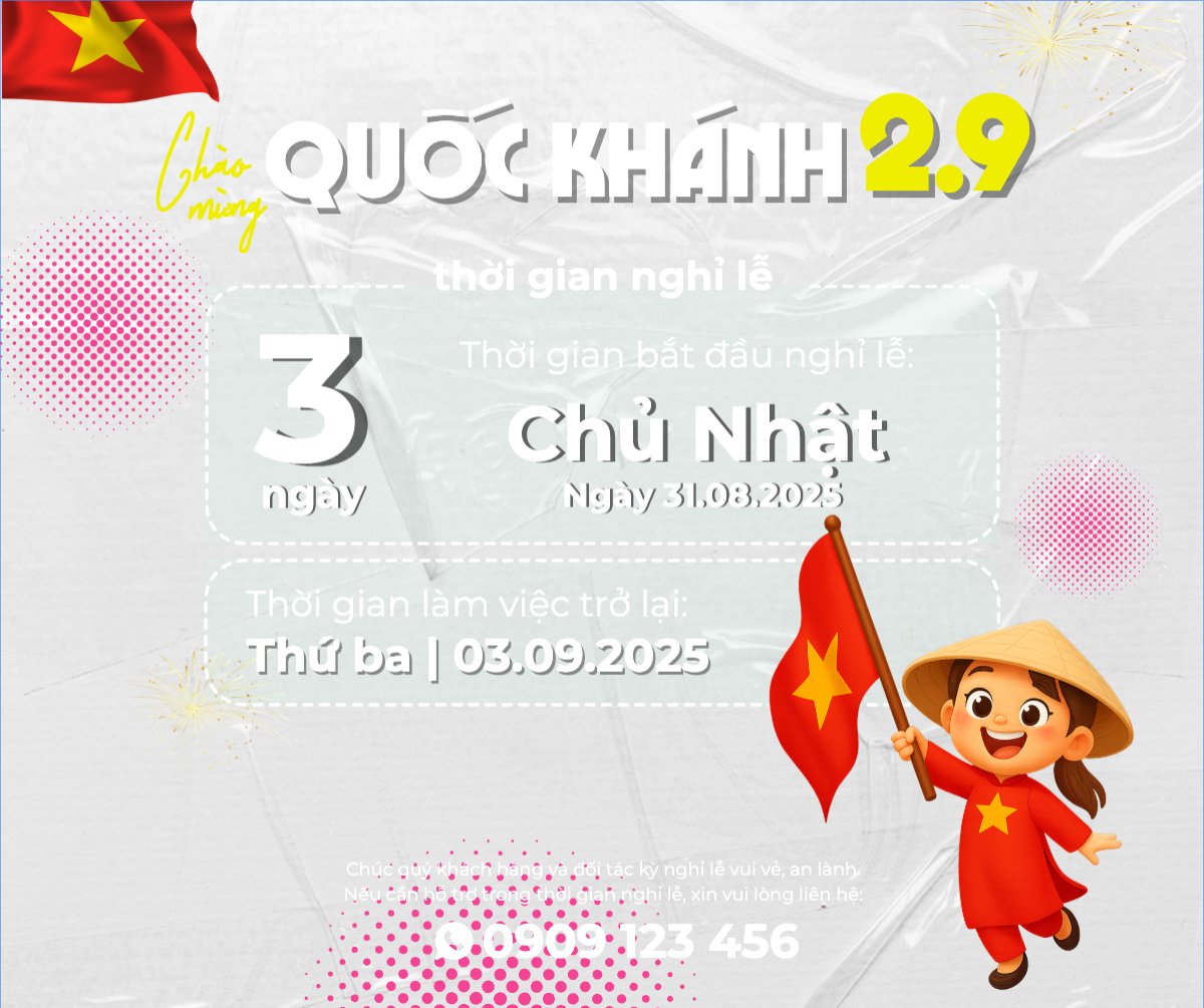 Mẫu Bài post MXH ngang 2/9, Quốc Khánh, lễ hội, thông báo, lịch nghỉ, Việt Nam, sự kiện, dễ thương, cute, chibi, hoạt hình, cartoon — LayerPic