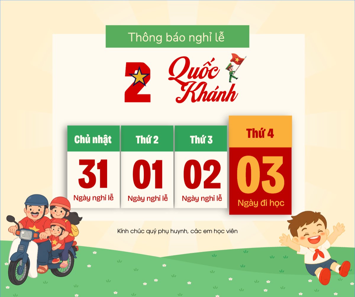 Mẫu Bài post MXH ngang 2/9, Quốc Khánh, lễ hội, thông báo, lịch nghỉ, Việt Nam, sự kiện, dễ thương, cute, chibi, hoạt hình, cartoon — LayerPic
