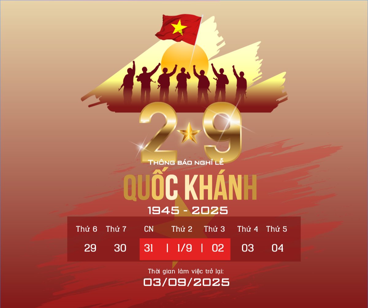 Mẫu Bài post MXH ngang 2/9, Quốc Khánh, lễ hội, thông báo, lịch nghỉ, Việt Nam, sự kiện, event, hiện đại, modern — LayerPic