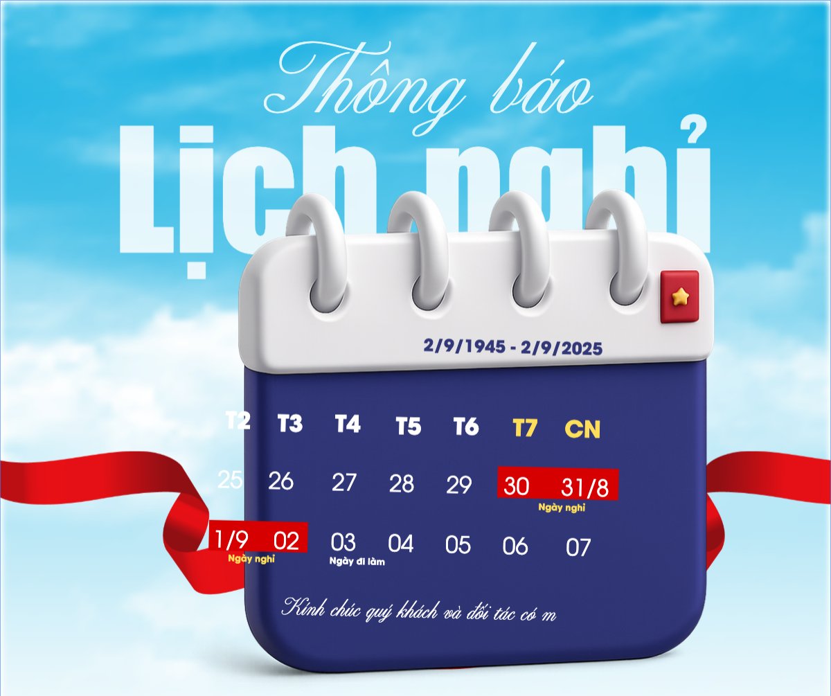Mẫu Bài post MXH ngang 2/9, Quốc Khánh, lễ hội, thông báo, lịch nghỉ, Việt Nam, sự kiện, event, hiện đại, modern — LayerPic