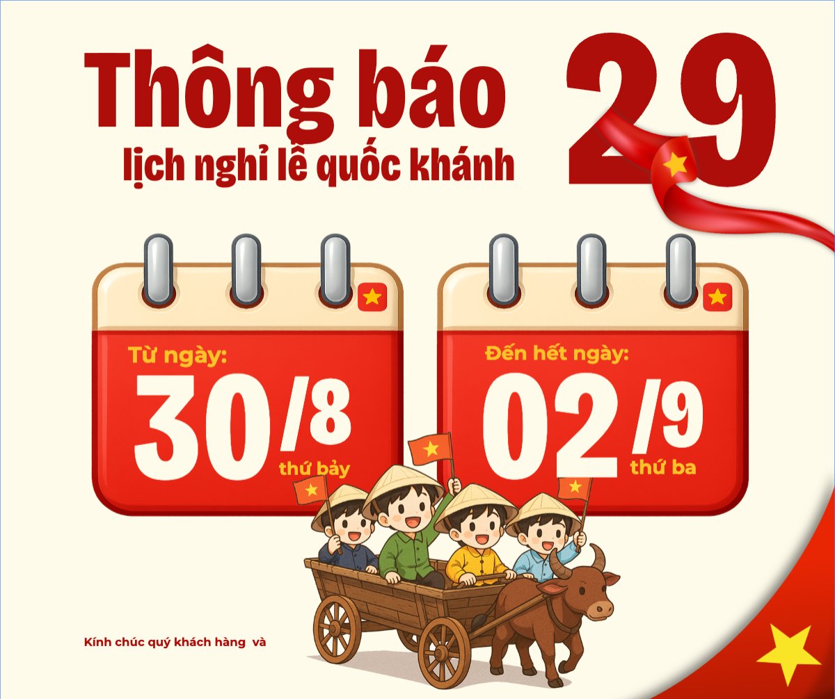 Mẫu Bài post MXH ngang 2/9, Quốc Khánh, lễ hội, thông báo, lịch nghỉ, Việt Nam, sự kiện, dễ thương, cute, chibi, hoạt hình, cartoon — LayerPic