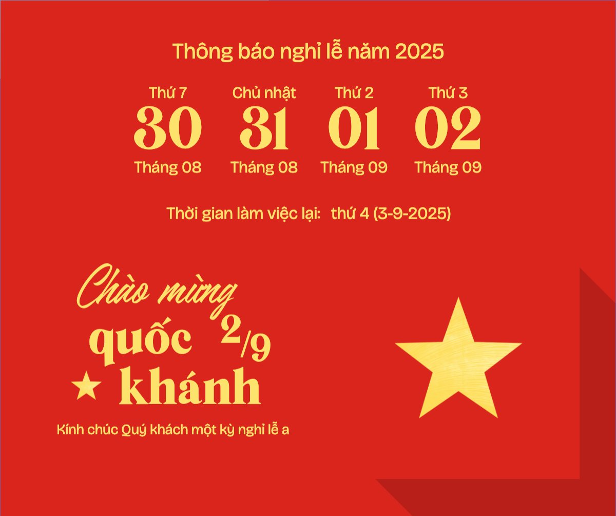 Mẫu Bài post MXH ngang 2/9, Quốc Khánh, lễ hội, thông báo, lịch nghỉ, Việt Nam, sự kiện, event, hiện đại, modern — LayerPic