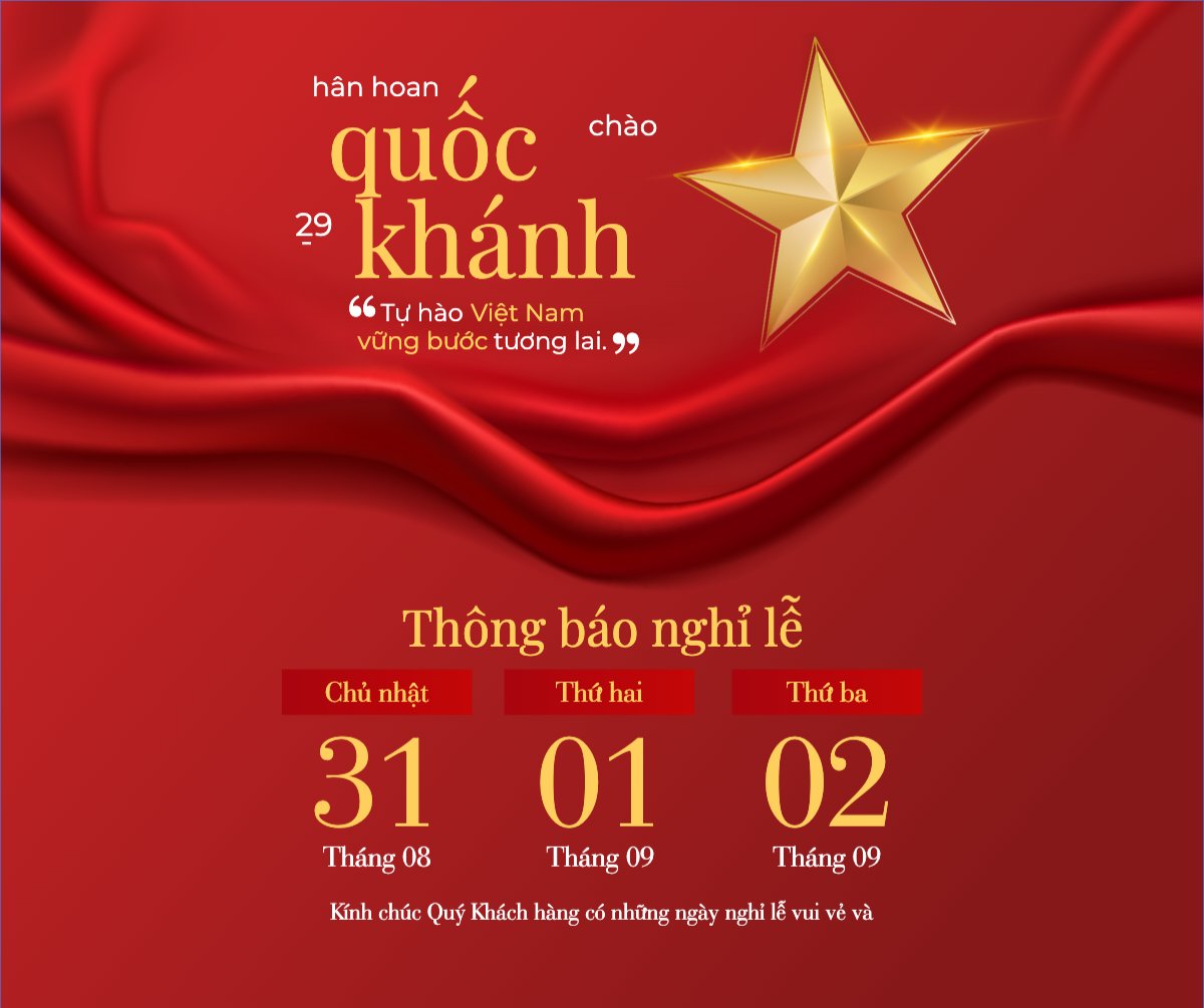 Mẫu Bài post MXH ngang 2/9, Quốc Khánh, lễ hội, thông báo, lịch nghỉ, Việt Nam, sự kiện, event, hiện đại, modern — LayerPic