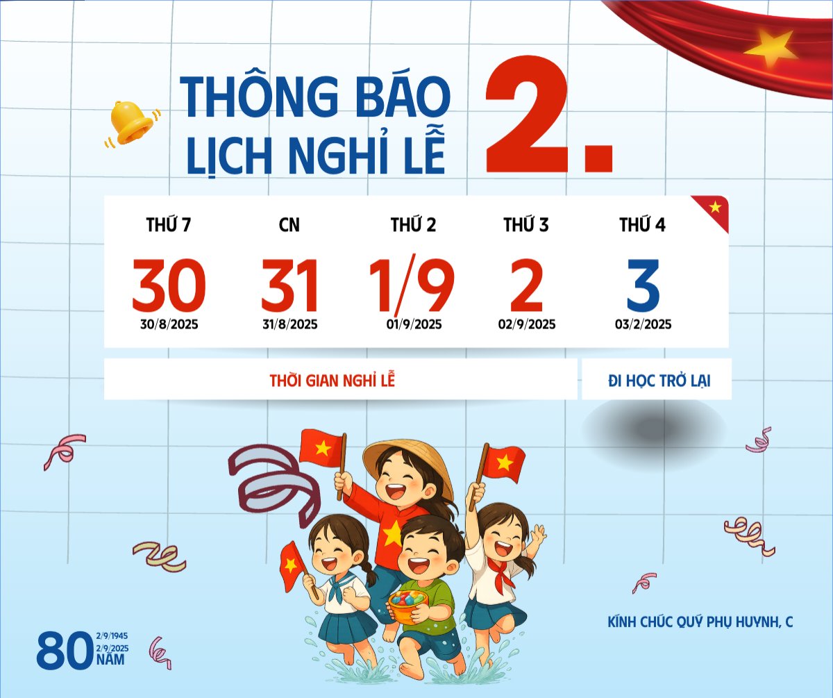 Mẫu Bài post MXH ngang 2/9, Quốc Khánh, lễ hội, thông báo, lịch nghỉ, Việt Nam, sự kiện, dễ thương, cute, chibi, hoạt hình, cartoon — LayerPic