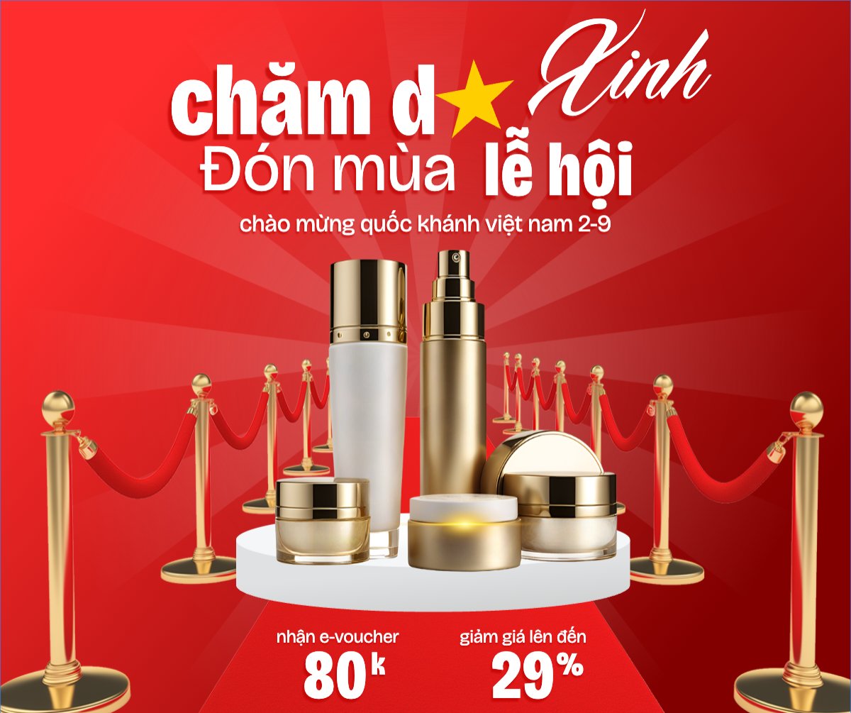 Mẫu Bài post MXH ngang 2/9, Quốc Khánh, lễ hội, Việt Nam, làm đẹp, spa, beauty, thẩm mỹ, skincare, hiện đại, modern — LayerPic