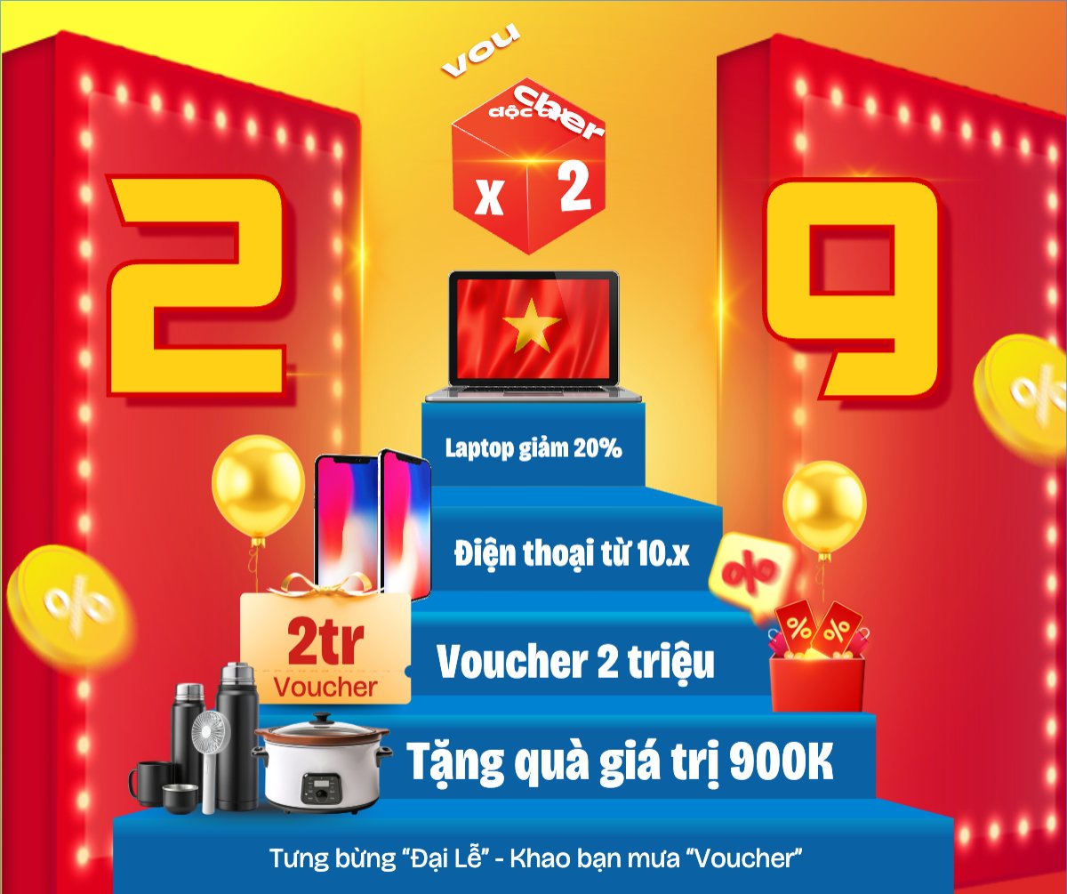 Mẫu Bài post MXH ngang 2/9, Quốc Khánh, lễ hội, Việt Nam, giảm giá, sale, ưu đãi, sự kiện, event, hiện đại, modern — LayerPic