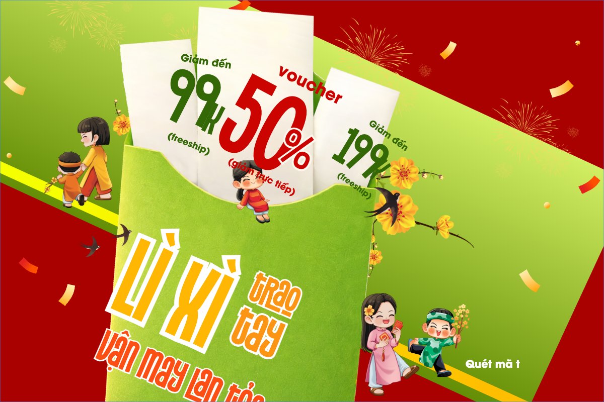Mẫu Bài post MXH ngang Lì xì đầu năm — LayerPic
