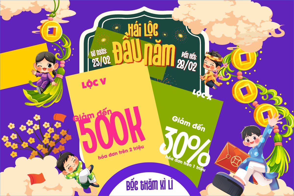 Mẫu Bài post MXH ngang Lì xì đầu năm — LayerPic