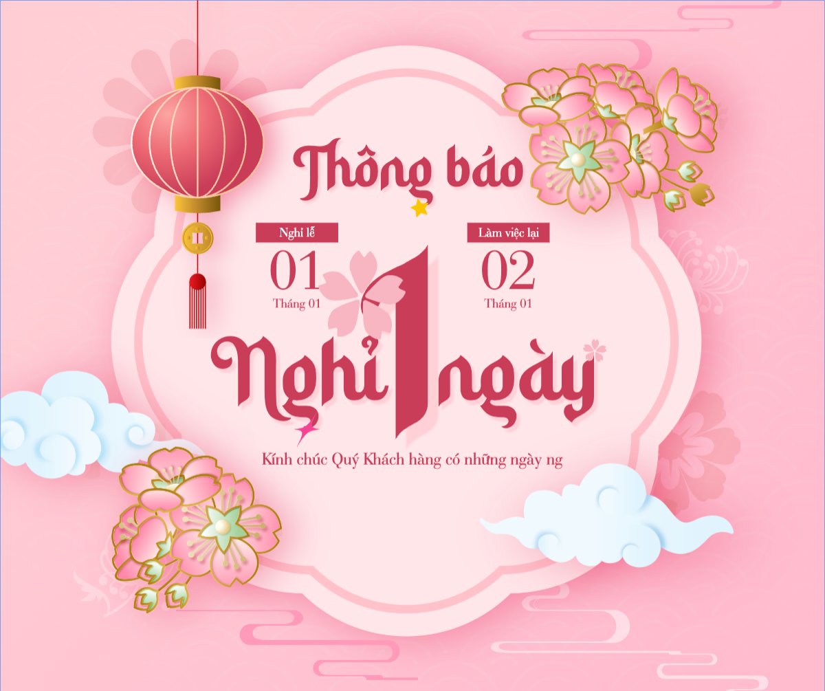 Mẫu Bài post MXH ngang Thông báo lịch nghỉ Tết dương lịch 2026 — LayerPic