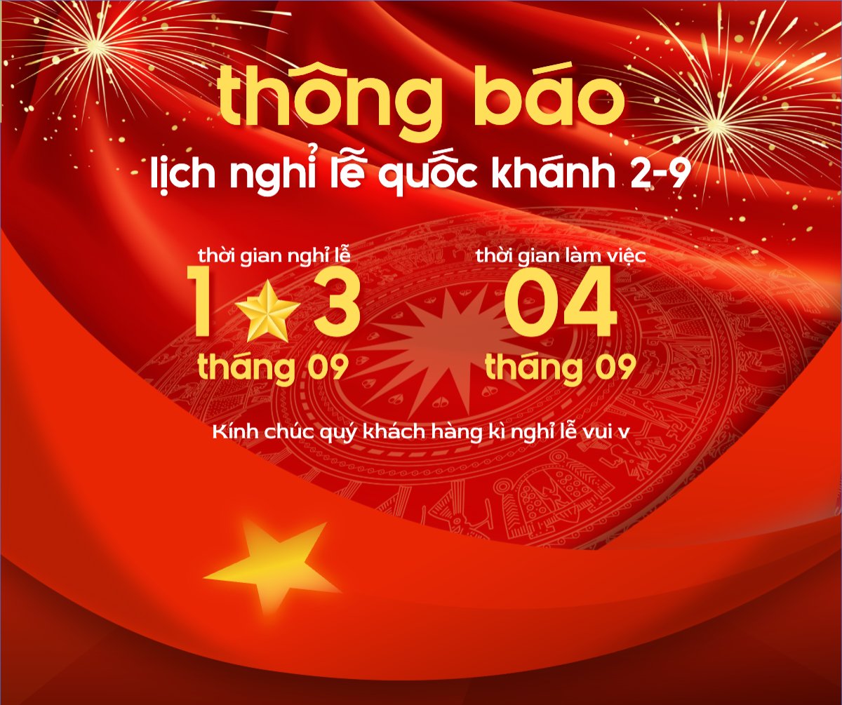 Mẫu Bài post MXH ngang 2/9, Quốc Khánh, lễ hội, thông báo, lịch nghỉ, Việt Nam, sự kiện, event, hiện đại, morden, đơn giản, simple — LayerPic