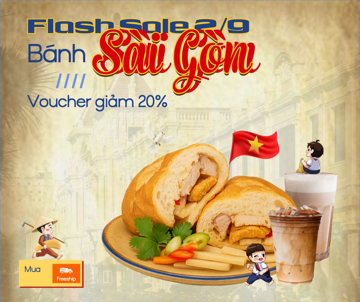 Mẫu Bài post MXH ngang 2/9, Quốc Khánh, lễ hội, Việt Nam, đồ ăn, food, thực phẩm, ẩm thực, món ăn, F&B, thức ăn, cổ điển, vintage, retro, classic — LayerPic