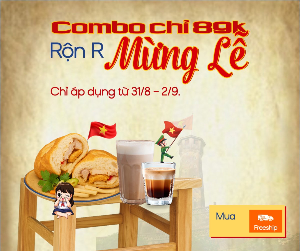 Mẫu Bài post MXH ngang 2/9, Quốc Khánh, lễ hội, Việt Nam, đồ ăn, food, thực phẩm, ẩm thực, món ăn, F&B, thức ăn, cổ điển, vintage, retro, classic — LayerPic